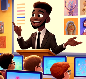 Man teaching a computer class